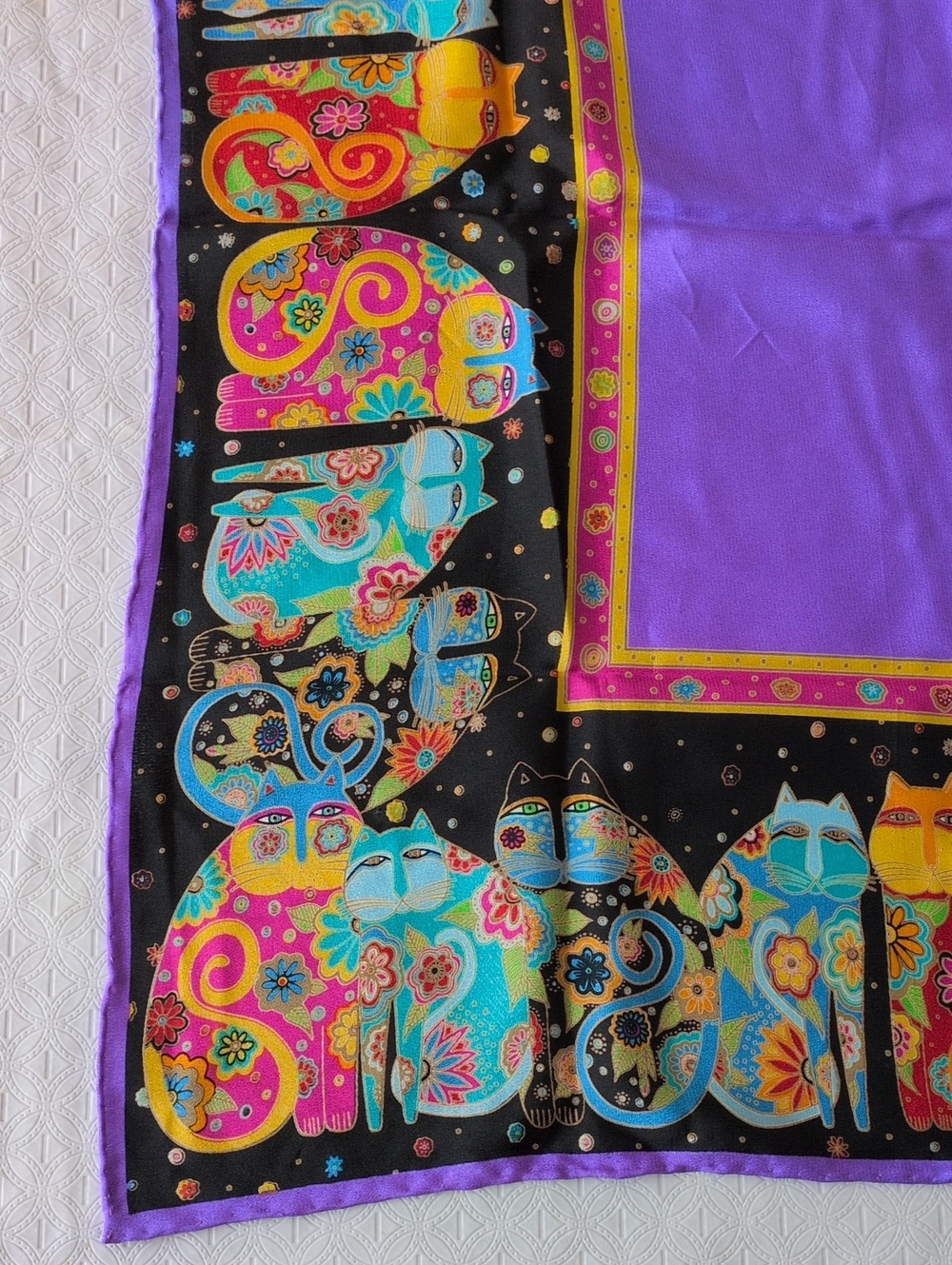 Laurel Burch Silk Square Cat Scarf - Picture 4 of 8
